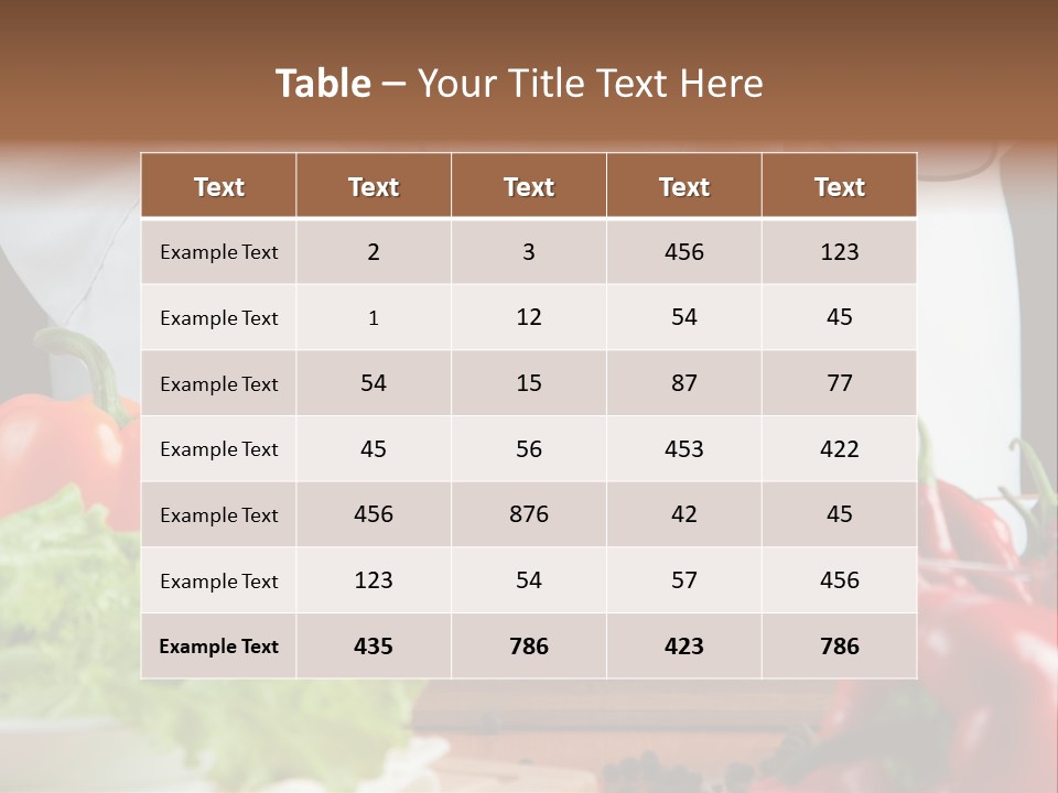 Indoors Foodstuff Vegs PowerPoint Template