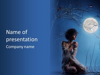 Portrait Twig Moonlight PowerPoint Template