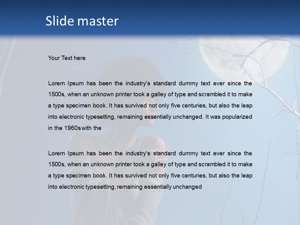 Portrait Twig Moonlight PowerPoint Template