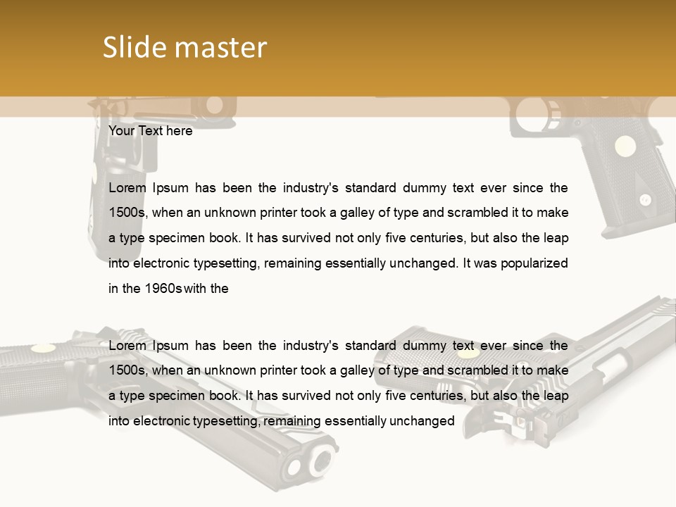 Automatic Compact Firearm PowerPoint Template