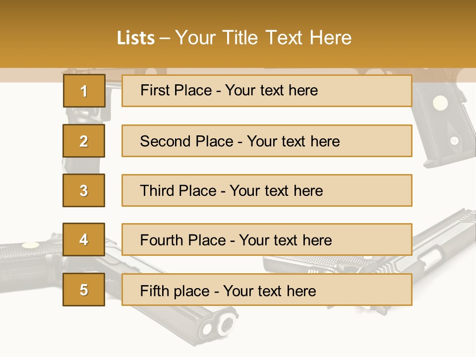Automatic Compact Firearm PowerPoint Template