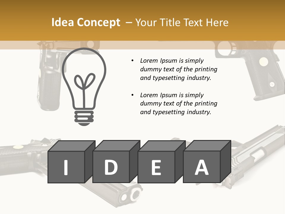 Automatic Compact Firearm PowerPoint Template