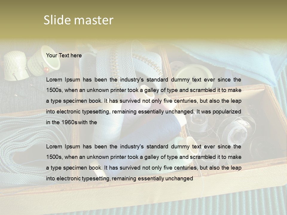 Wood Box Sewing Box Thread PowerPoint Template