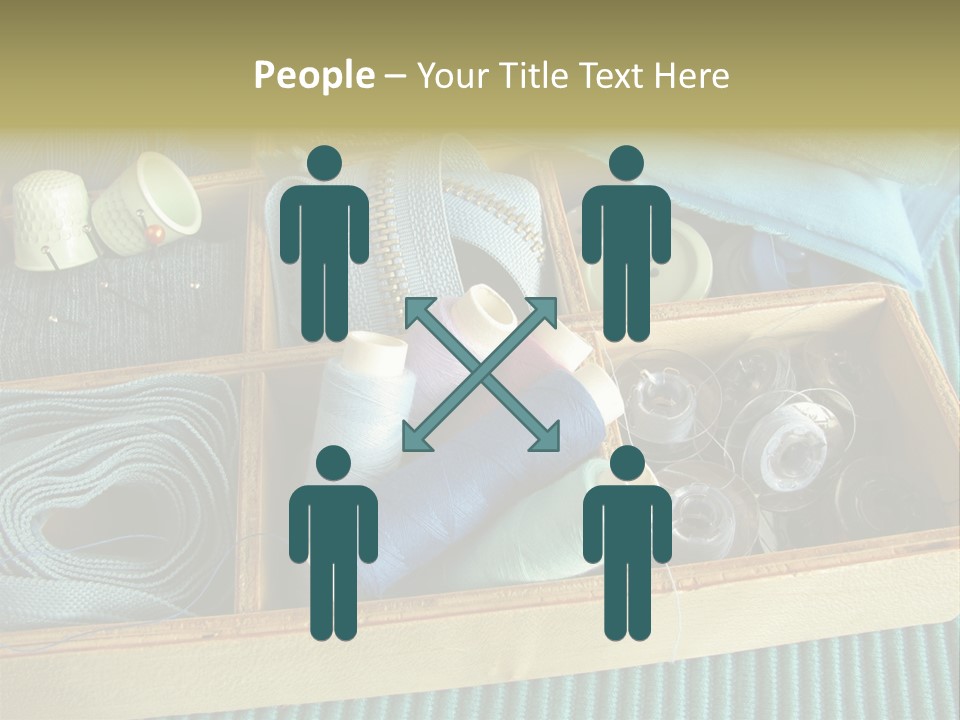 Wood Box Sewing Box Thread PowerPoint Template