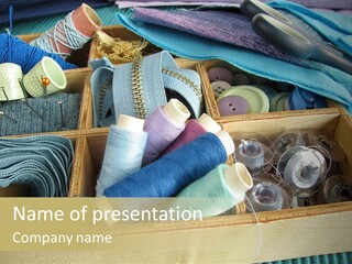 Blue Sewing Box Sewing Workshop PowerPoint Template