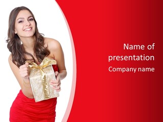 Santa Women Caucasian PowerPoint Template