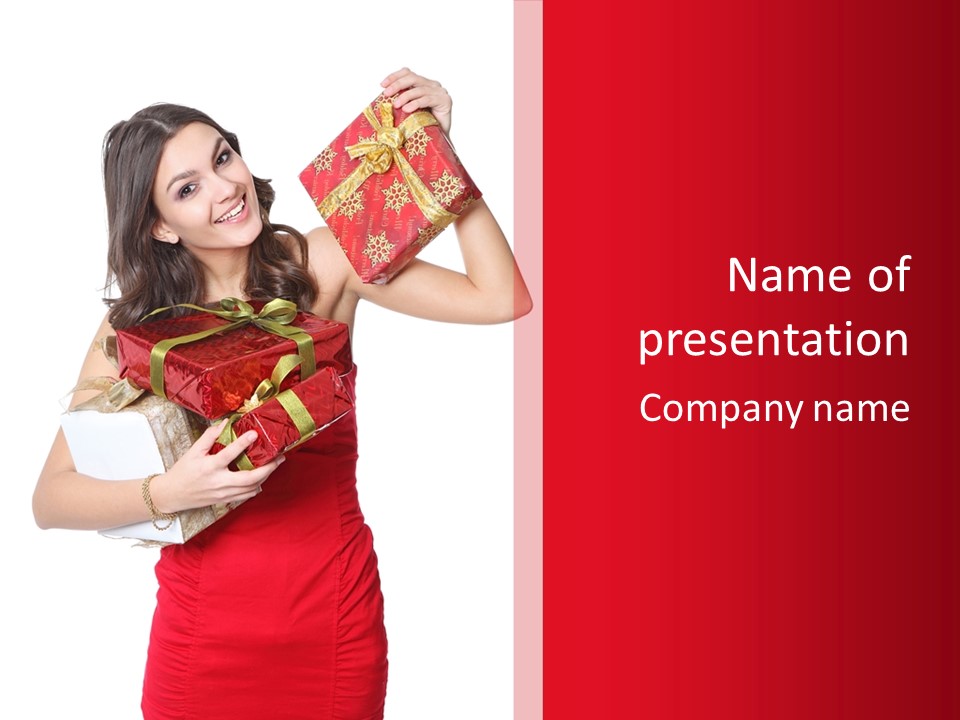 Woman Standing Xmas PowerPoint Template