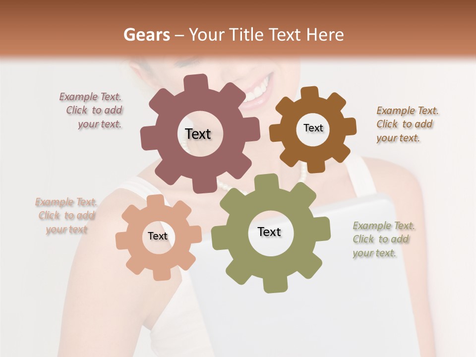 Electronic Tablet Choosing Smiling PowerPoint Template