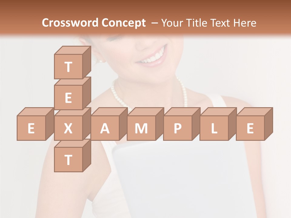 Electronic Tablet Choosing Smiling PowerPoint Template