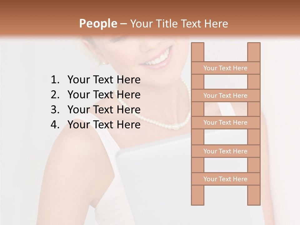 Electronic Tablet Choosing Smiling PowerPoint Template