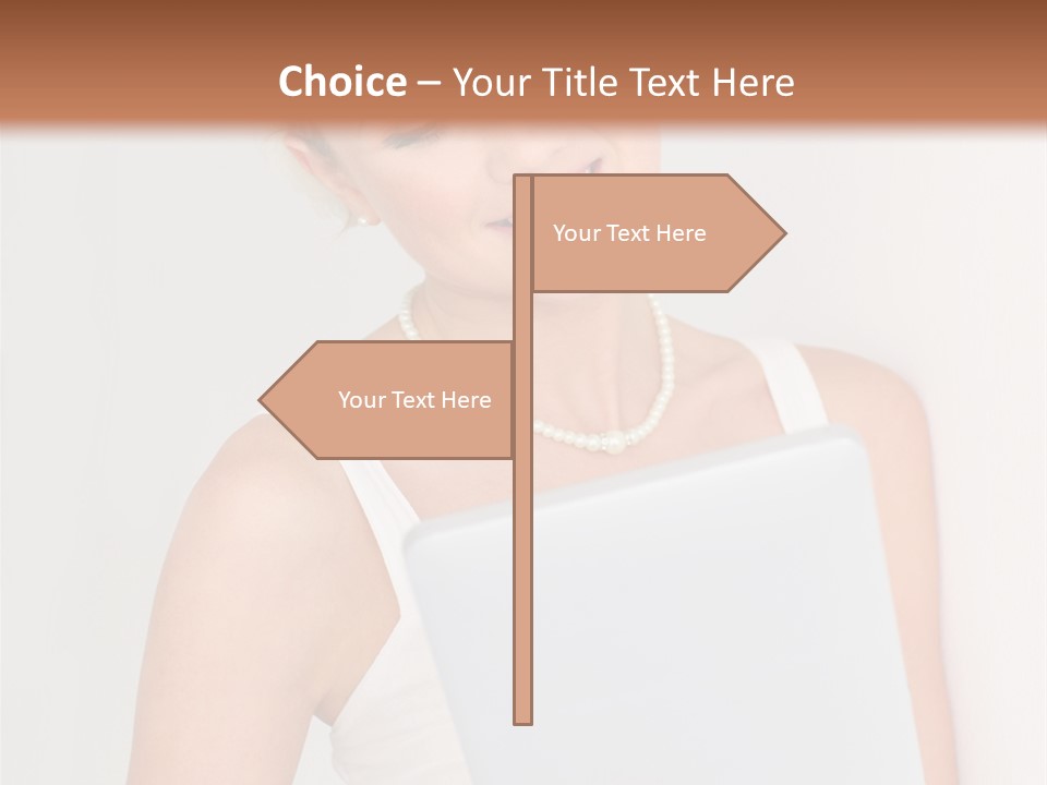 Electronic Tablet Choosing Smiling PowerPoint Template