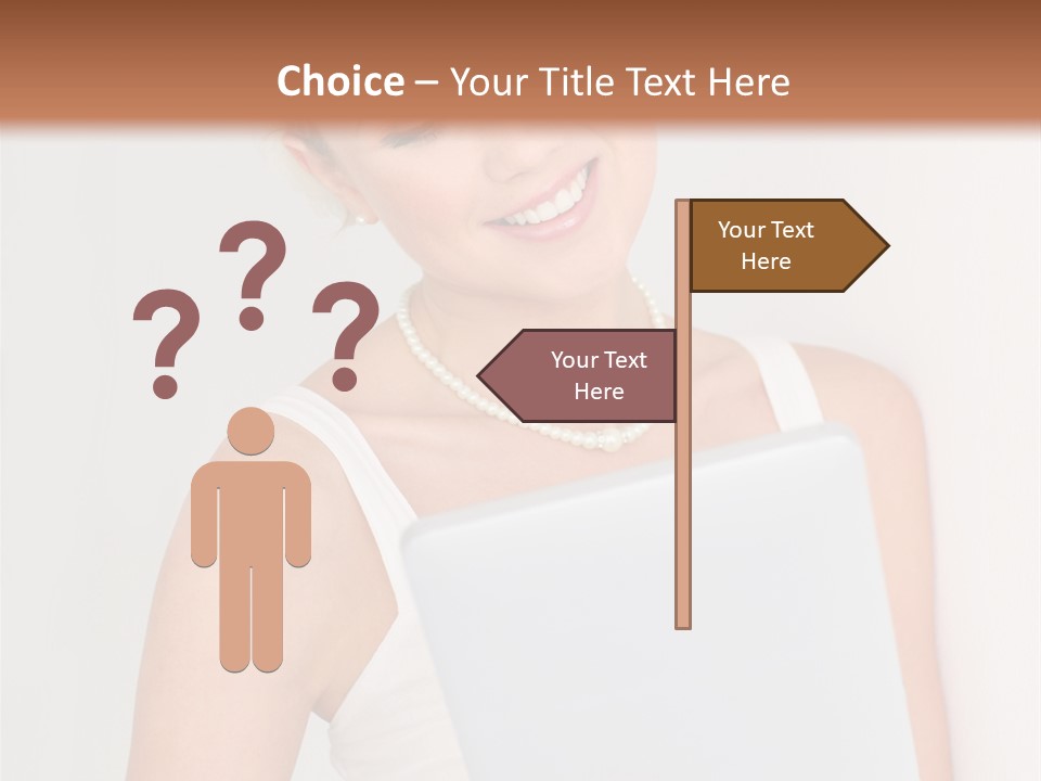 Electronic Tablet Choosing Smiling PowerPoint Template