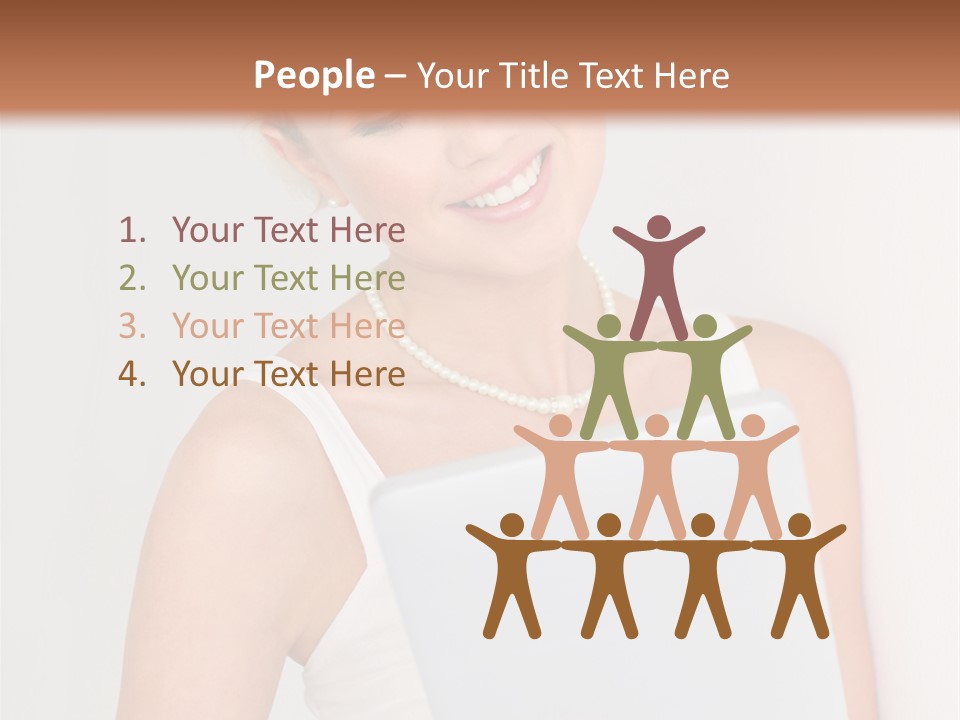 Electronic Tablet Choosing Smiling PowerPoint Template