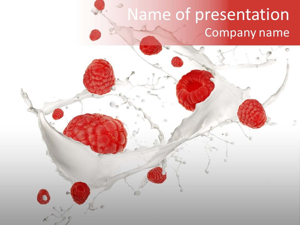 Milk Raspberry Splashing PowerPoint Template