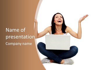 Wireless Lady Person PowerPoint Template