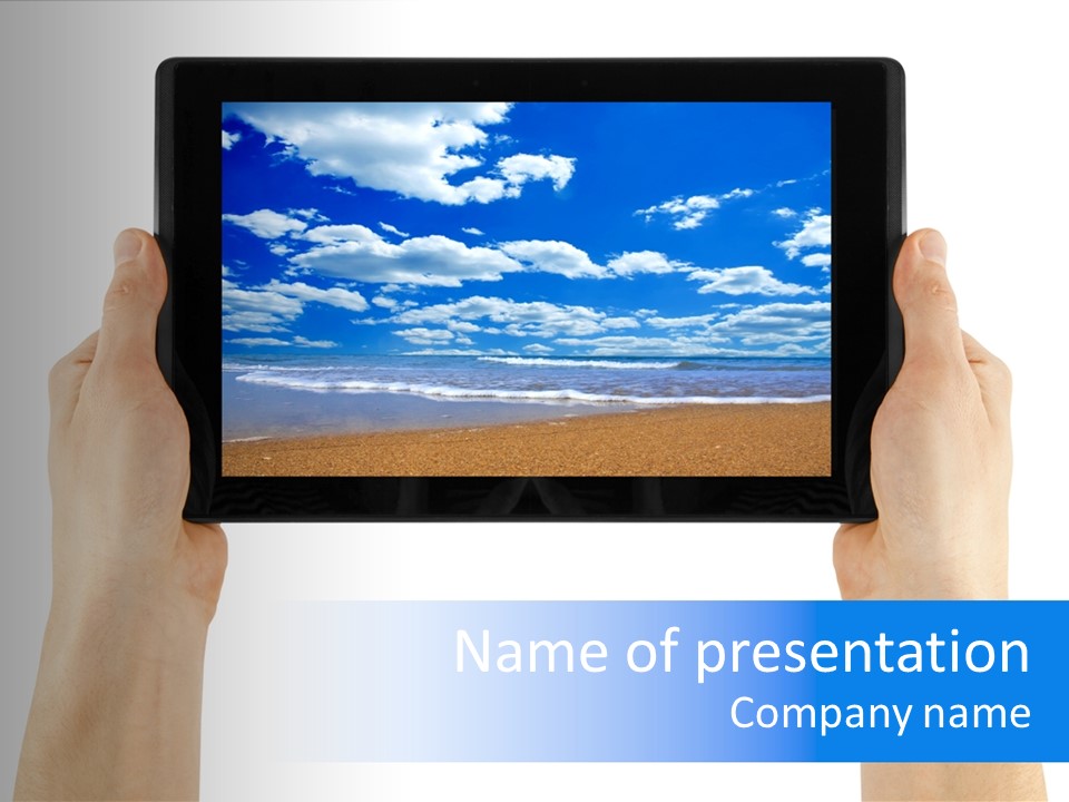 Isolated Mobile Holding PowerPoint Template