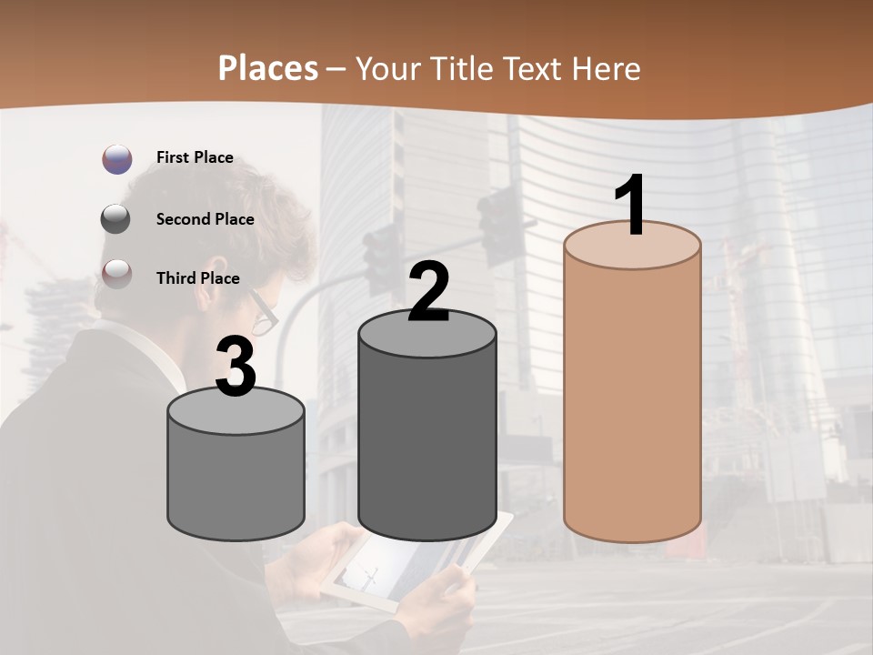 Crane Businessman Building PowerPoint Template