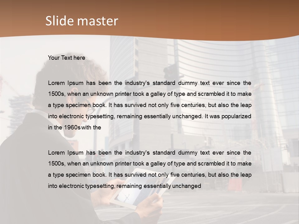 Crane Businessman Building PowerPoint Template