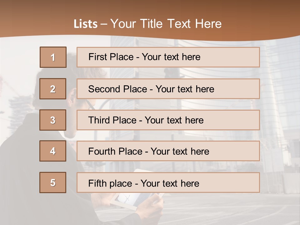 Crane Businessman Building PowerPoint Template