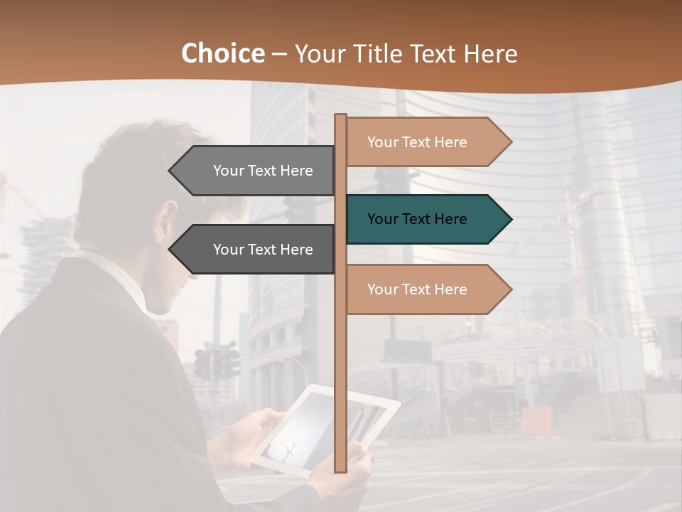 Crane Businessman Building PowerPoint Template