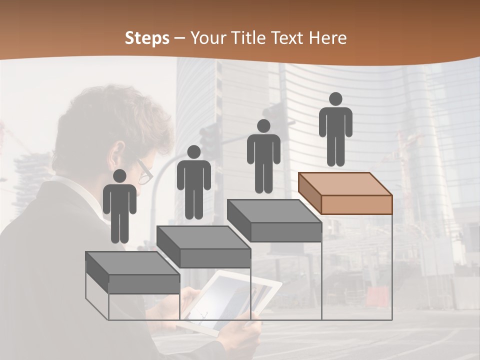 Crane Businessman Building PowerPoint Template