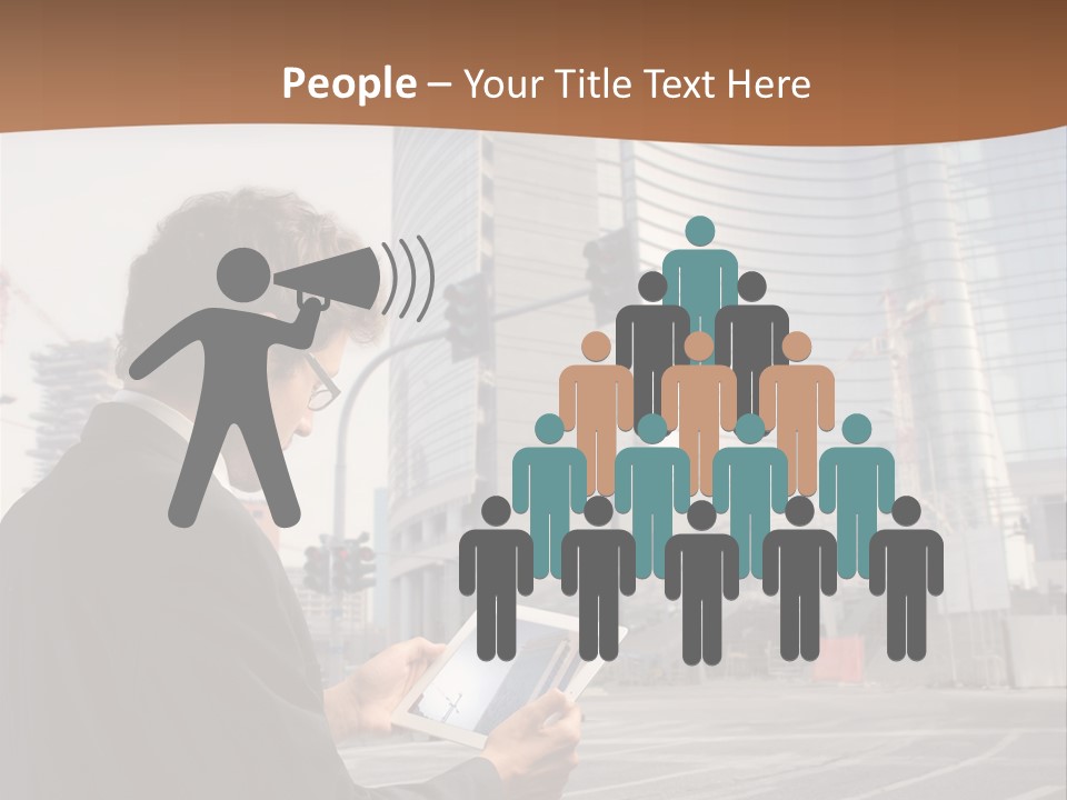 Crane Businessman Building PowerPoint Template