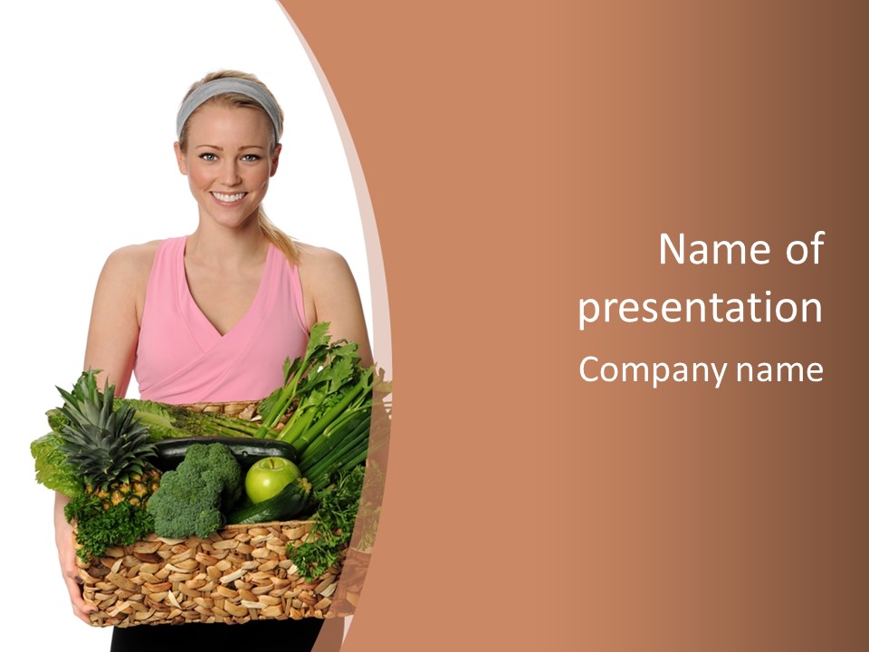 Groceries Basket Healthy Eating PowerPoint Template