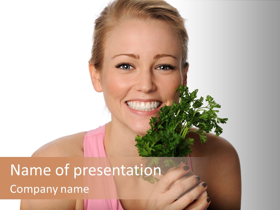 Holding Happy Lettuce PowerPoint Template