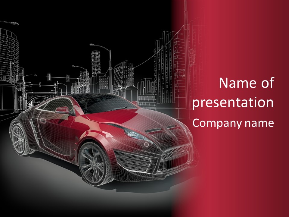 Electric Car Concept Car Coupe PowerPoint Template