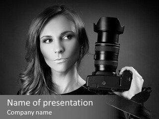 Girl Lens Image PowerPoint Template