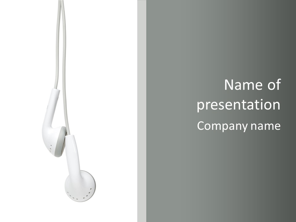 Entertainment Device Ear Bud PowerPoint Template