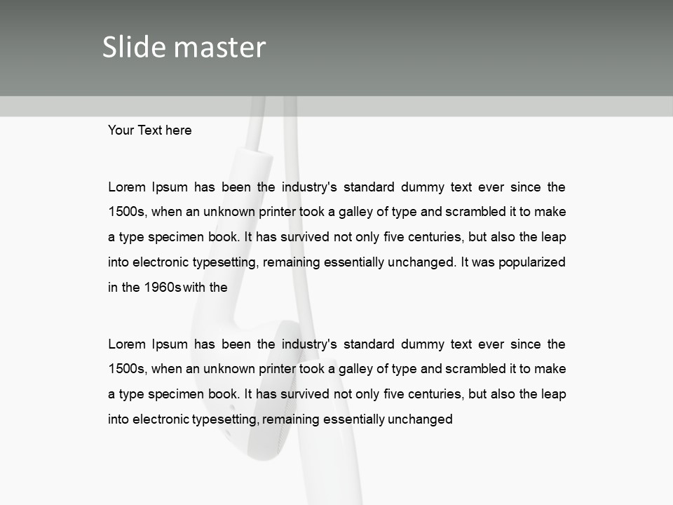 Entertainment Device Ear Bud PowerPoint Template