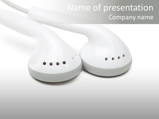 Audio White Earphone PowerPoint Template