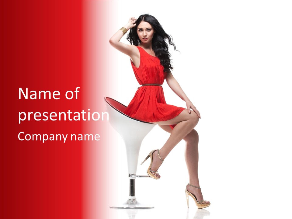 Attractive Sensual Brunette PowerPoint Template