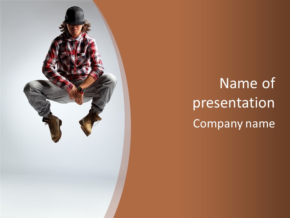 Fly Male Stretching PowerPoint Template