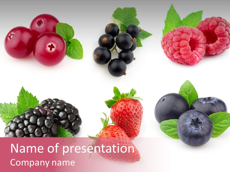 Raspberry Herbal Strawberry PowerPoint Template