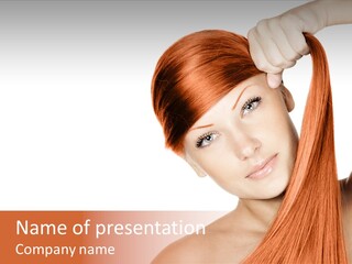 White Attractive Hairstyle PowerPoint Template