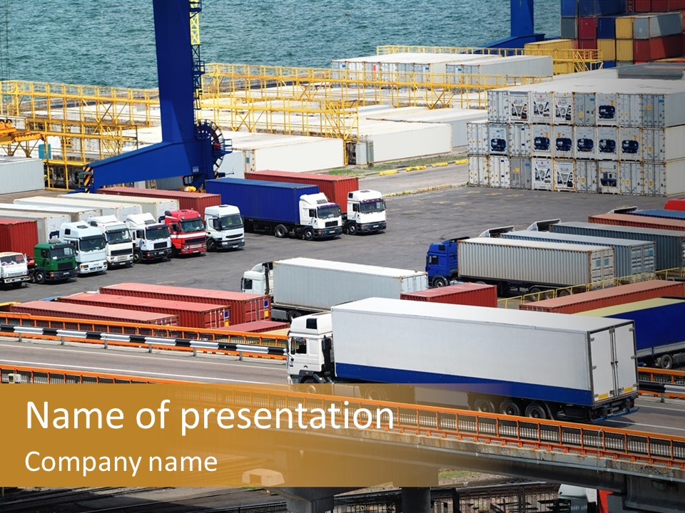 Driving Container Motorway PowerPoint Template