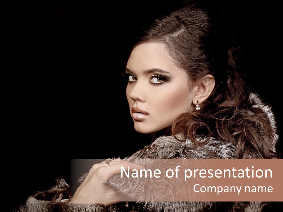 Person Fur Coat Hand PowerPoint Template