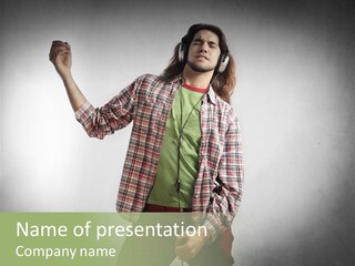 Song Earphones Man PowerPoint Template