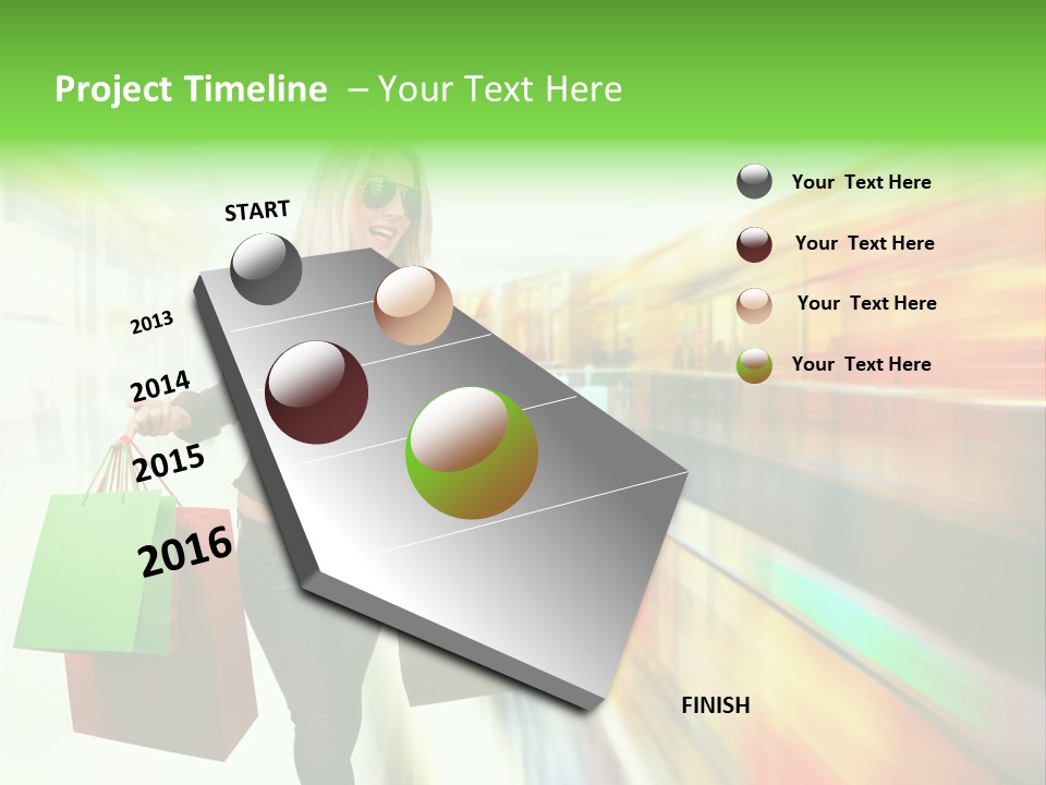 Girl Twenties Shopping PowerPoint Template