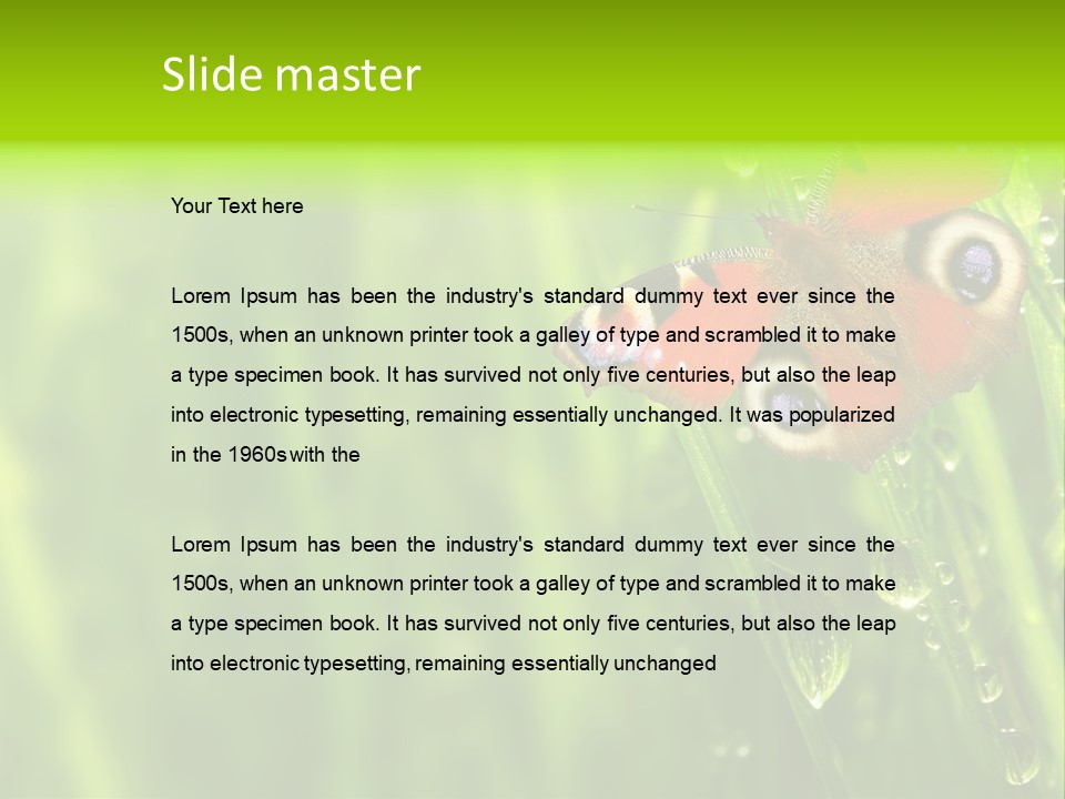Wet Green Background Garden PowerPoint Template