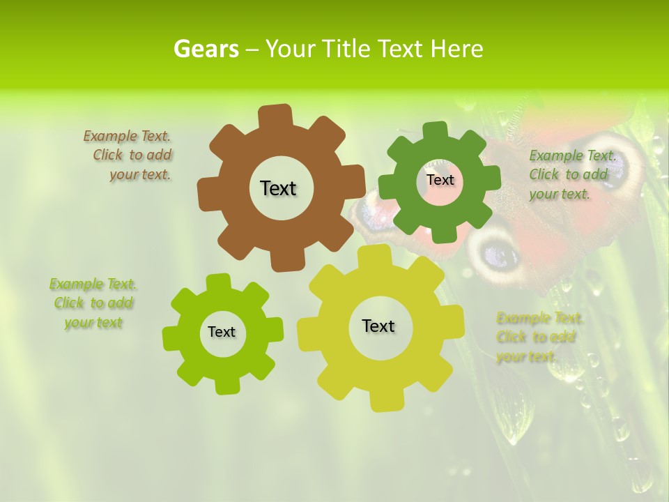 Wet Green Background Garden PowerPoint Template