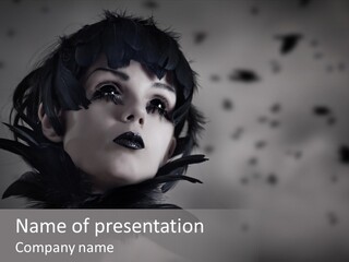 Gothic Girl Monster Blackbird PowerPoint Template