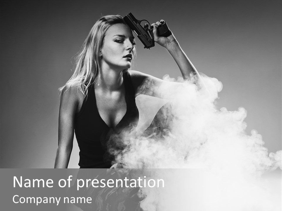 Smoke Armed Revolver PowerPoint Template