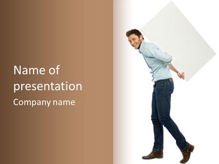 Happy Showing Businessman PowerPoint Template