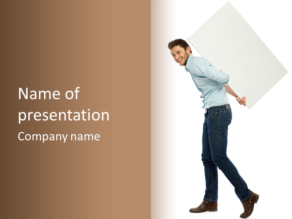 Happy Showing Businessman PowerPoint Template