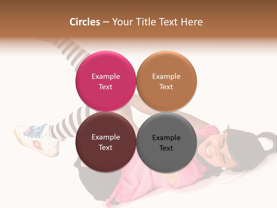 A Woman In A Pink Shirt And Black And White Striped Socks PowerPoint Template