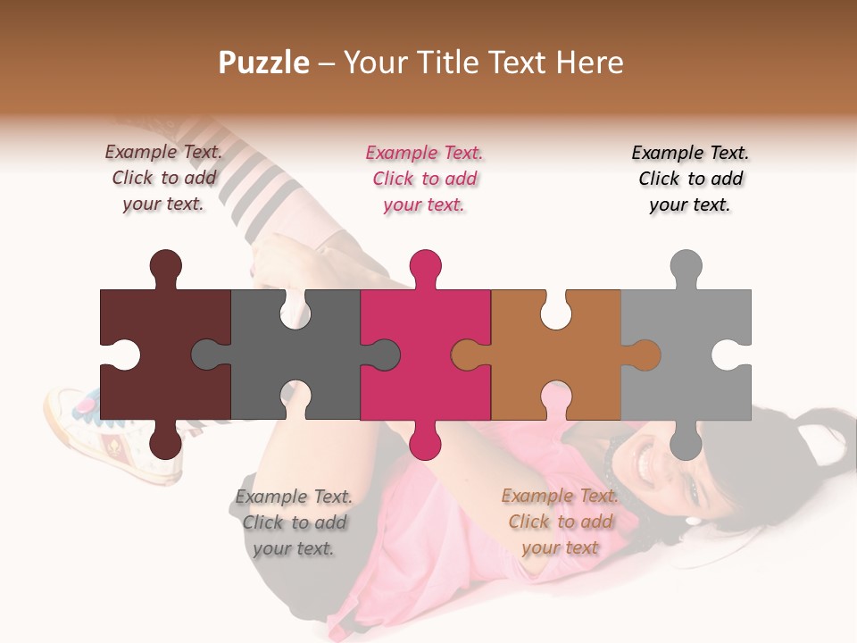 A Woman In A Pink Shirt And Black And White Striped Socks PowerPoint Template