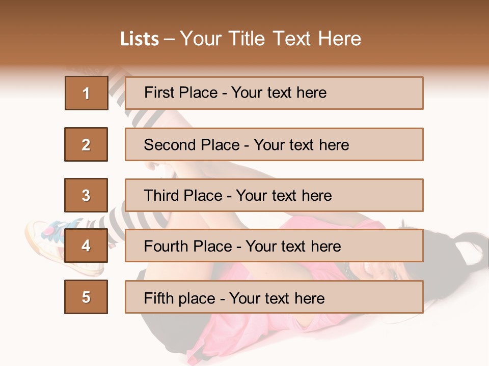 A Woman In A Pink Shirt And Black And White Striped Socks PowerPoint Template